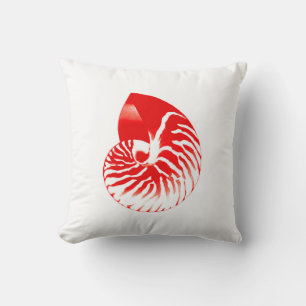 Coussin Coquille de nautile - rouge foncé et blanc