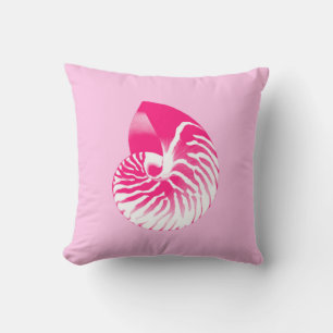 Coussin Coquille de Nautilus - fuchsia rose et blanc