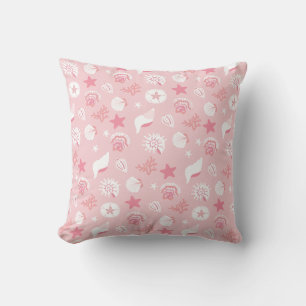 Coussin Coquilles de mer roses pastel et motif sans coutur