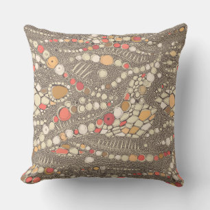 Coussin corail brun en peau d'iguane