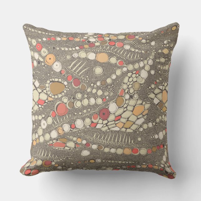 Coussin corail brun en peau d'iguane (Recto)