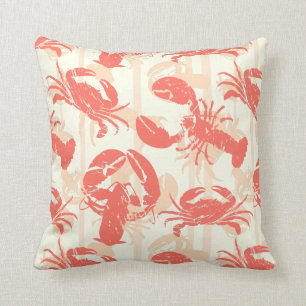 Coussin Corail côtier Crabe de homard rose