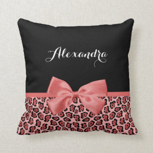 Coussin Corail et Jaguar noir Imprimer Coral Cuw avec nom