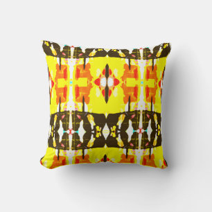 Coussin Corail Jaune Méditerranée Noire Look Large Carrela