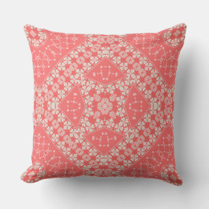 Coussin corail monochromatique ornement ethnique motif géo