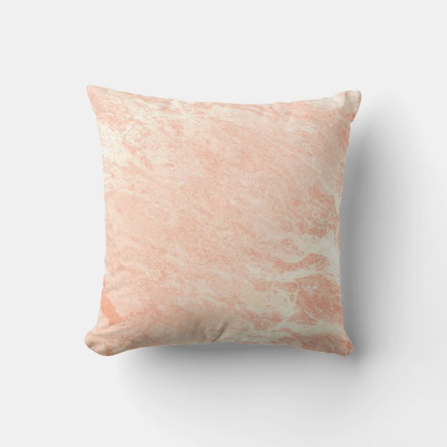 Coussin Corail rose pâle Peach Marbre blanc (Recto)