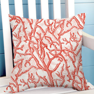 Coussin Corail rouge Motif Côte été