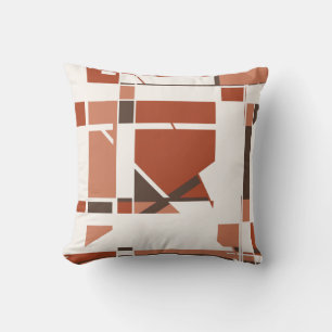 Coussin Corail rouille Brown sur conception géométrique of