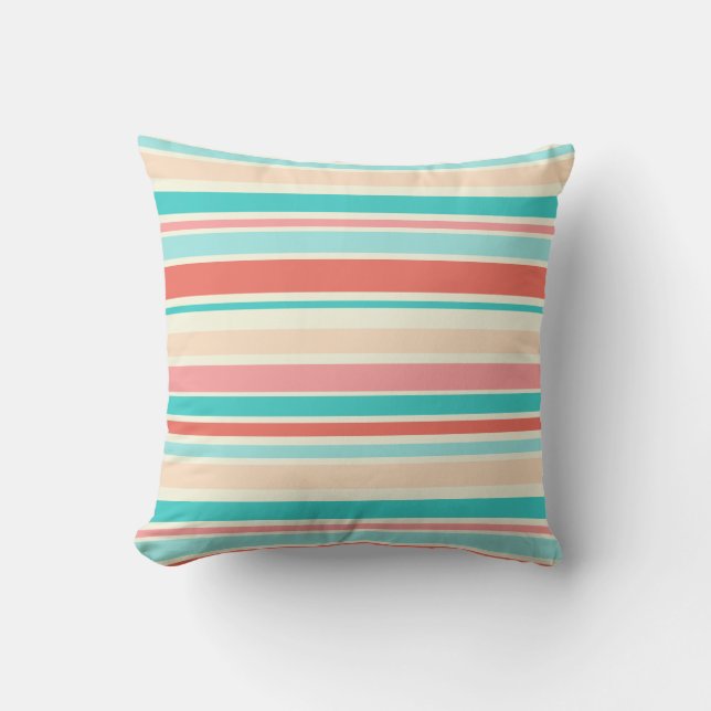 Coussin Corail Stripes d'Aqua (Recto)