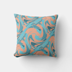 Coussin Corail Turquoise Aqua Mosaïques à flanc