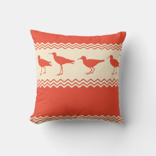 Coussin Coral Coastal Sandpiper Bird Stripes