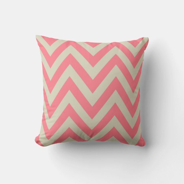 Coussin Coral rose beige ZigZag Grilles Motif Chevron (Recto)
