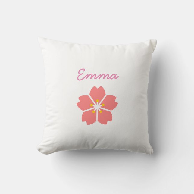 Coussin Coral rose cerisier Fleur Bébé (Recto)