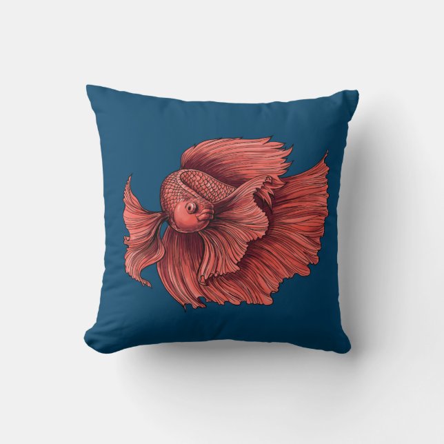 Coussin Coral Siamese combat le poisson (Recto)