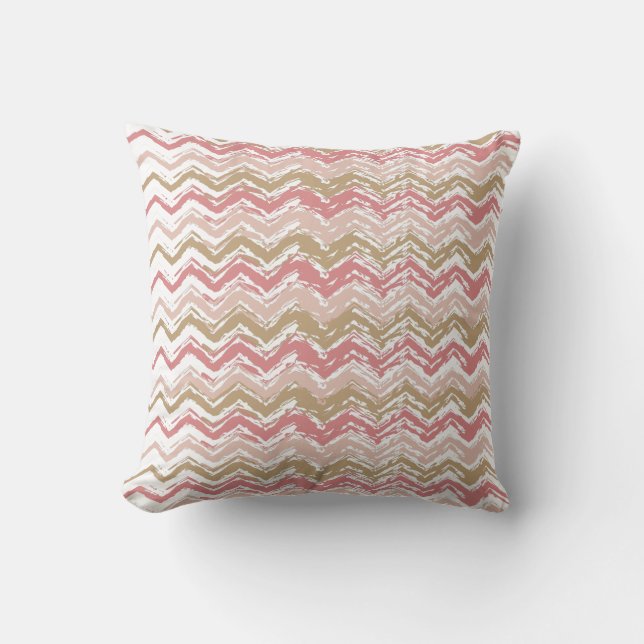 Coussin Coral Spice Scribble ZigZag Chevron Motif (Recto)