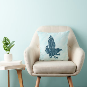 Coussin Corbeau bleu dansant
