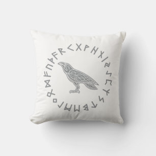 Coussin Corbeau d'Odin Viking Mythologie runes runique