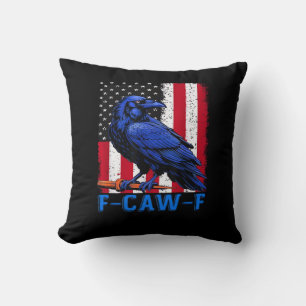 Coussin Corbeau drôle F-Caw-F minimaliste propre