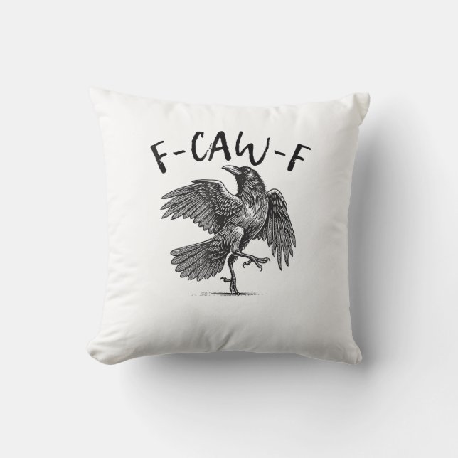 Coussin Corbeau, F-Caw-F Oiseau Drôle (Recto)