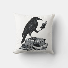 Coussin Corbeau magique avec des livres académiques