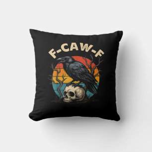 Coussin Corbeau Vintage F-Caw-F Oiseau Corbeau Humour Mème