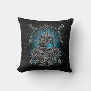 Coussin Corbeaux d'Odin Mythologie Viking Valhalla attend
