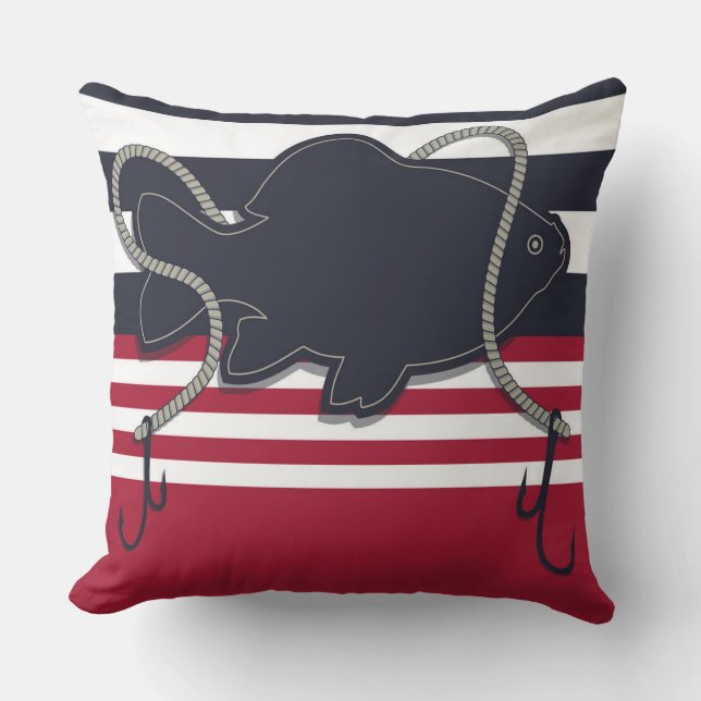Coussin Corde de bande marine réversible Bleu Rouge Blanc (Recto)