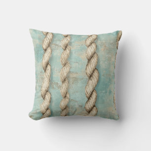 Coussin Corde nautique de bord de mer bois de plage vintag
