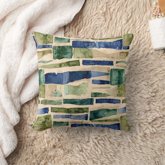 Coussin Correctifs d'aquarelle bleu vert (Couverture)