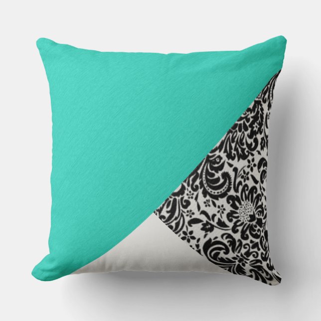 Coussin Corrections turquoises florales de turquoise de (Recto)