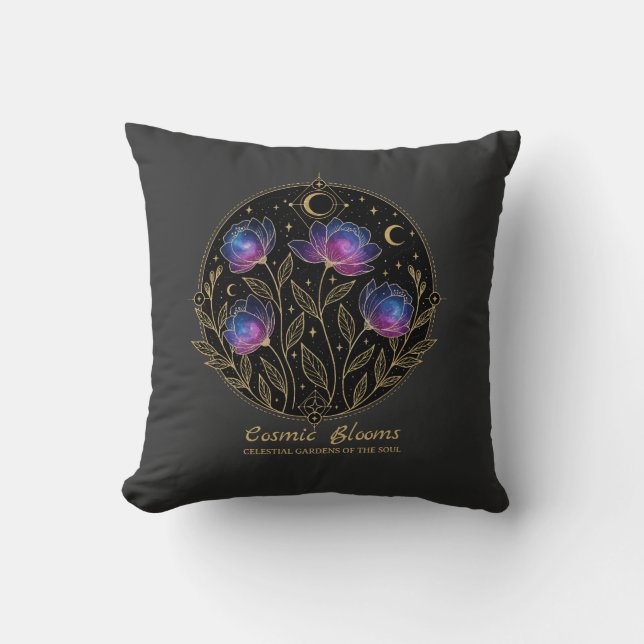 Coussin Cosmic Blooms – Celestial Floral Mandala flowers (Recto)