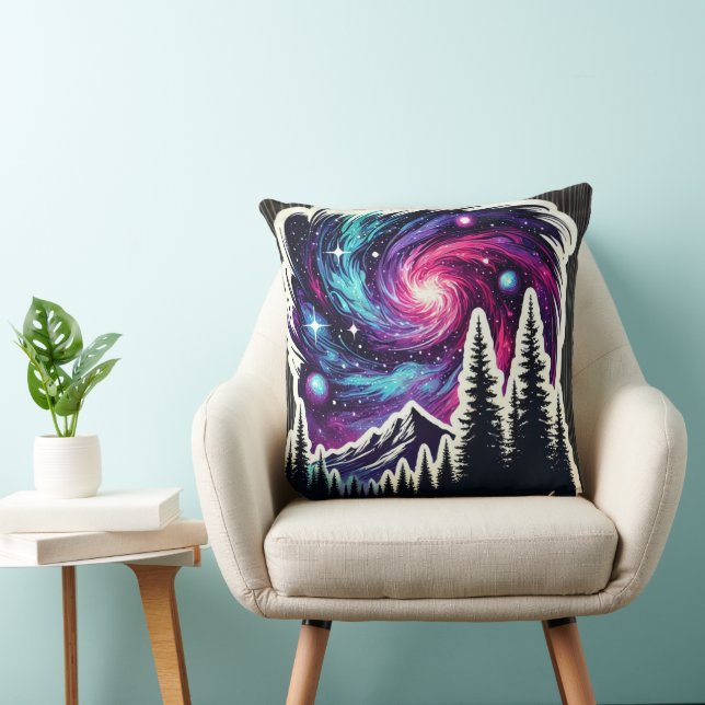 Coussin Cosmic Forest: Galaxy Meets Nature (Chaise)
