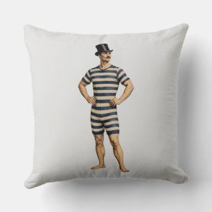 Coussin Costume de bain rayé de gentleman victorien nageur