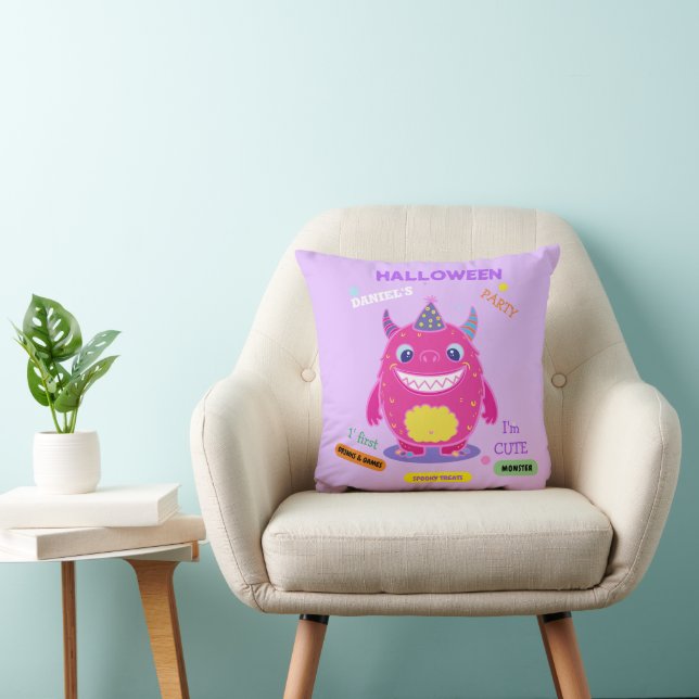 Coussin Costume d'Halloween rose Monster éffrayant fun Dan (Chaise)