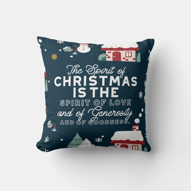 Coussin Cosy Winter Night Village et Snowmen (Recto)