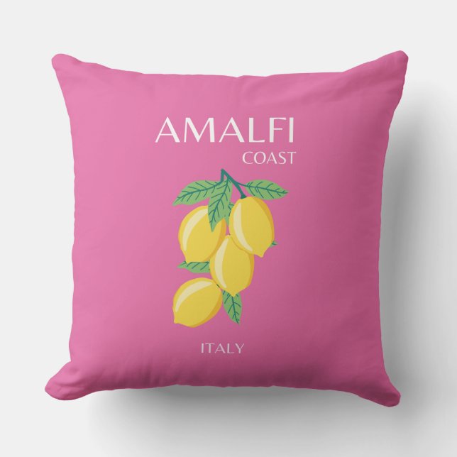 Coussin Côte amalfitaine, Italie, Art Voyage, Rose, Preppy (Recto)