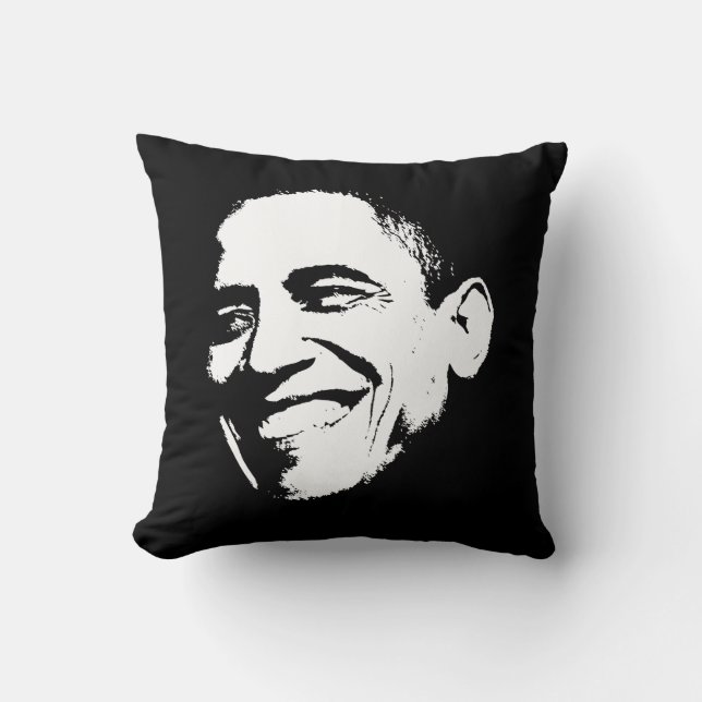 Coussin Côté de pochoir de sourire d'Obama (Recto)