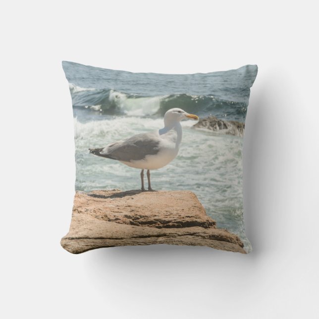 Coussin Côte du Maine Acadie Océane Mouette (Recto)