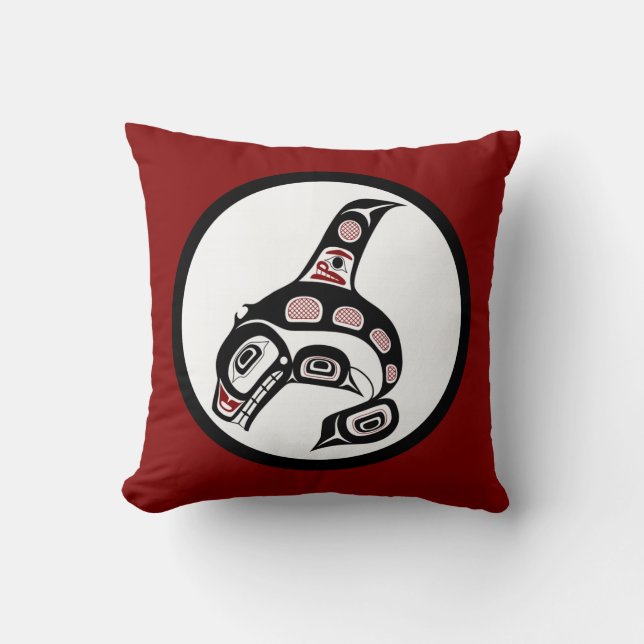 Coussin Côte du Pacifique Nord-Ouest L'art haïda La balein (Recto)