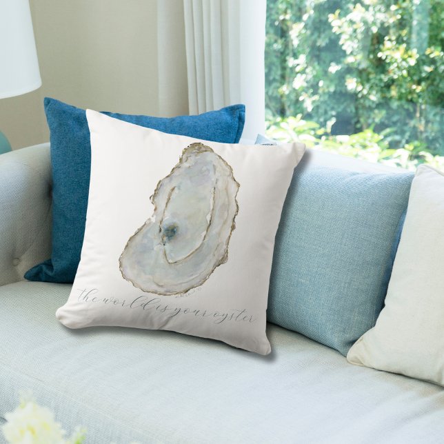Coussin Côté Le monde est votre huître d'aquarelle d'huîtr (Créateur téléchargé)