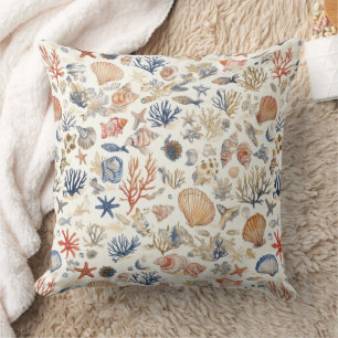 Coussin Côtière rustique - Coquillages, Starfish, Reef (12