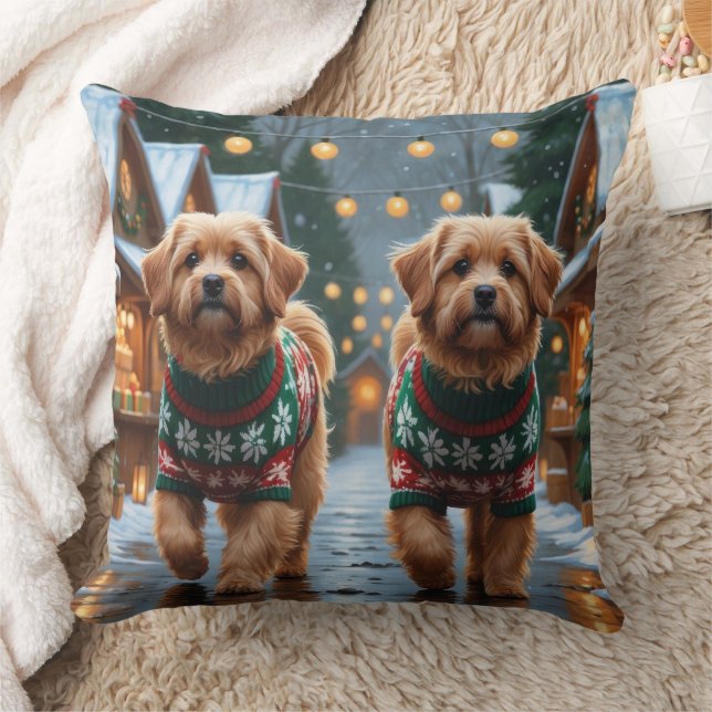 Coussin Coton De Tulear Dogs Christmas Snow Holiday (Couverture)