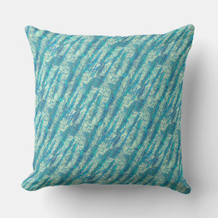 Coussin Coton semi-pixelisé en mélange de cyan et de turqu
