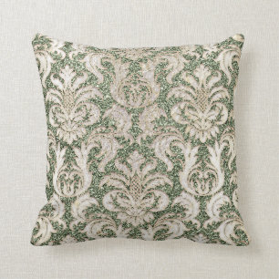 Coussin Cottage Monnaie vert Damask Grey Pearly Parties sc