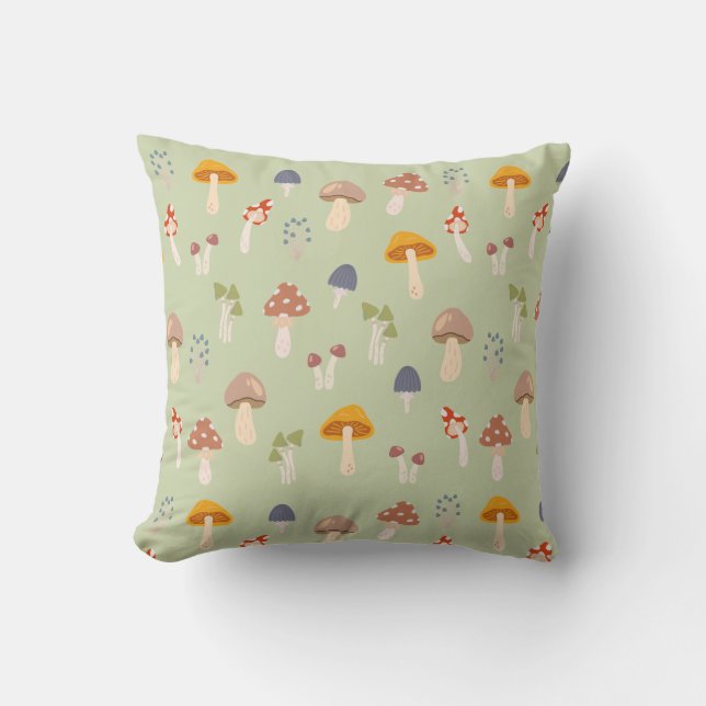 Coussin Cottagecore Champignons colorés Motif (Recto)