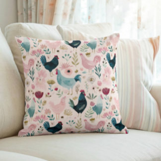 Coussin Cottagecore Floral Chicken