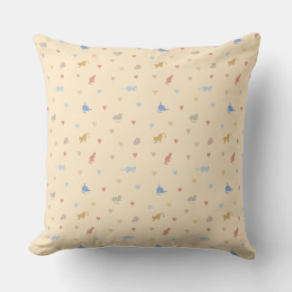Coussin Cottagecore Pastel Coquet Cats & Cœurs 