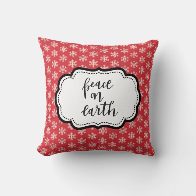Coussin Couche de neige rouge Motif Paix sur Terre Oreille (Recto)