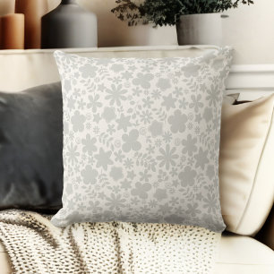 Coussin Couche Florale Gris Et Beige Crème