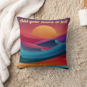 Coussin Coucher de soleil coloré abstrait dans le désert P